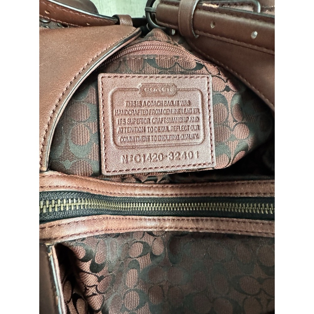Coach Madison Grommet Studded Carlyle 32401 Brick Red Leather Handbag Hobo Bag - Picture 8 of 8